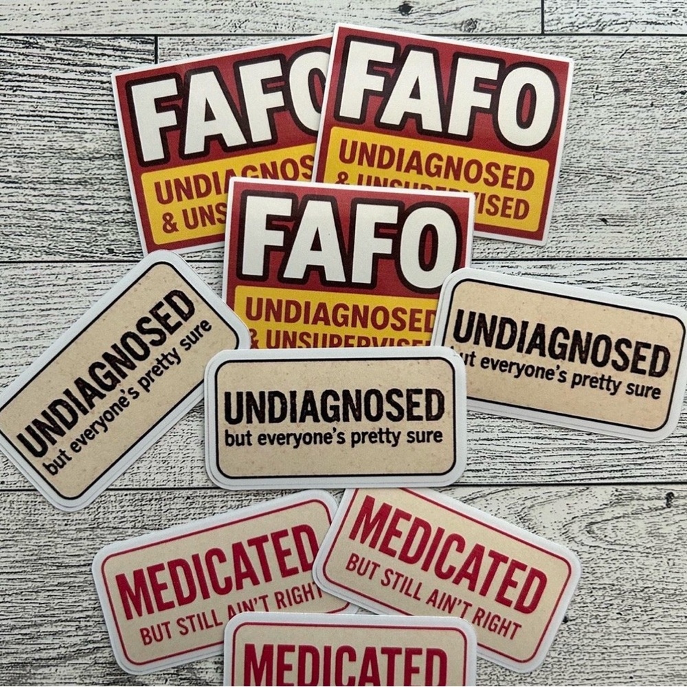 Humorous Sticker Set with Bold Text